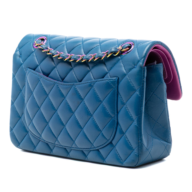 Small Classic Lambskin Rainbow Hardware Double Flap - Image 2