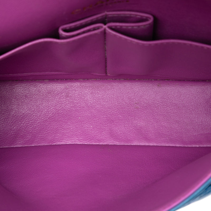 Small Classic Lambskin Rainbow Hardware Double Flap - Image 4