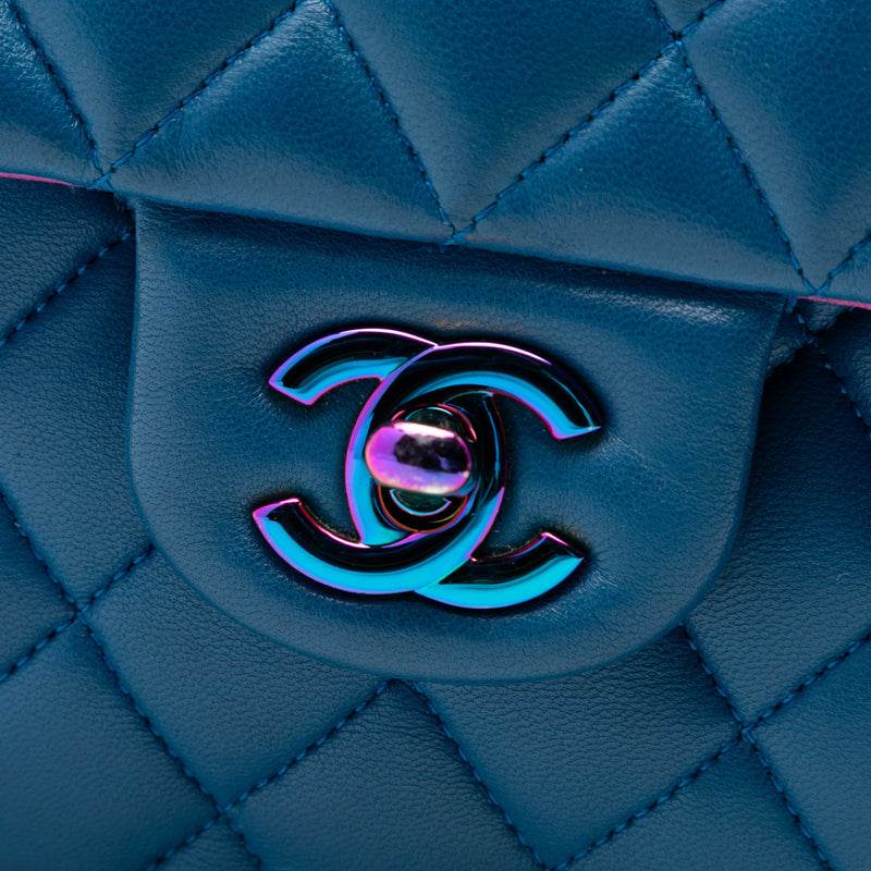 Small Classic Lambskin Rainbow Hardware Double Flap - Image 5