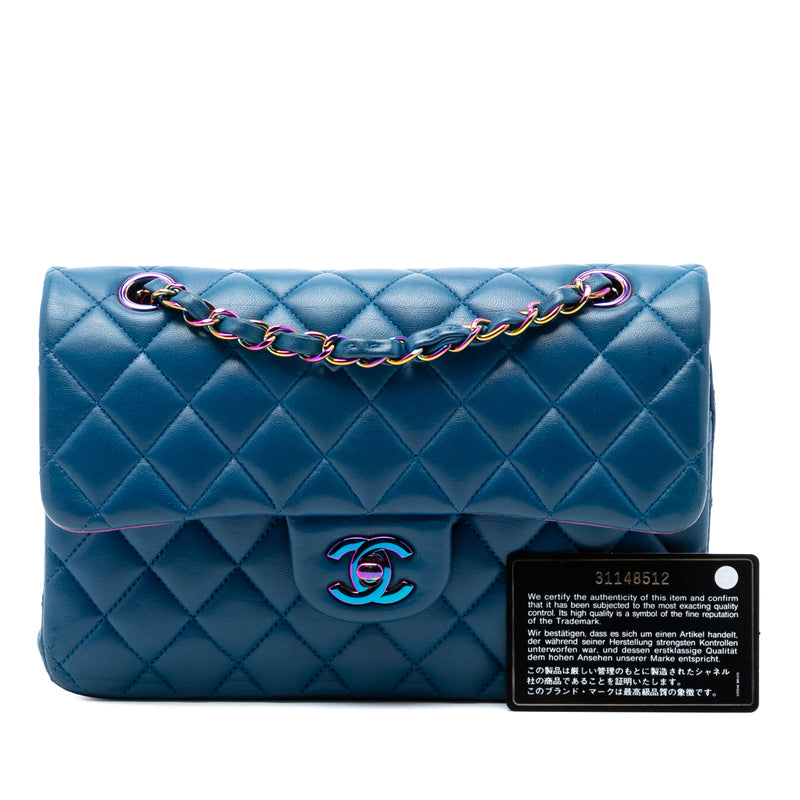 Small Classic Lambskin Rainbow Hardware Double Flap - Image 8