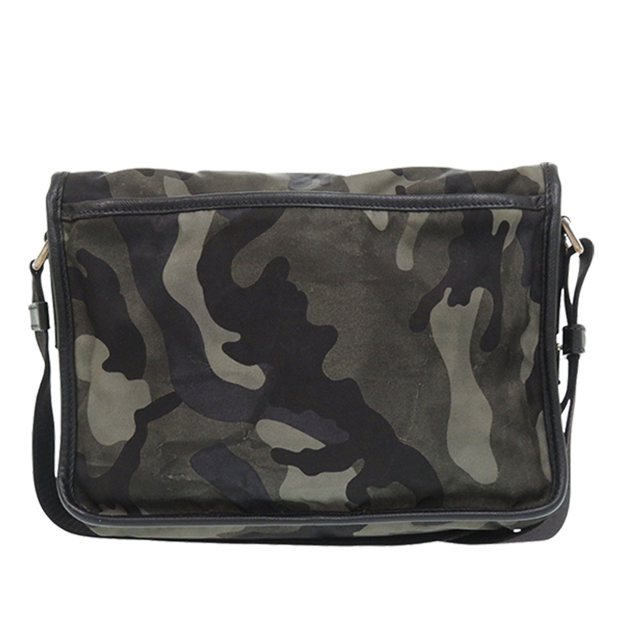 Saffiano Trimmed Tessuto Camouflage Double Buckle Messenger Bag - Image 2