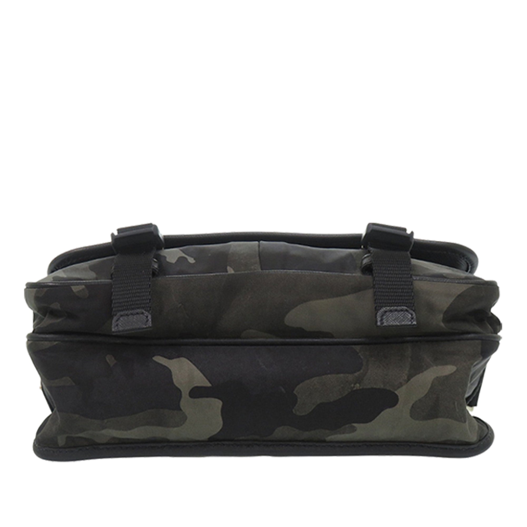 Saffiano Trimmed Tessuto Camouflage Double Buckle Messenger Bag - Image 3