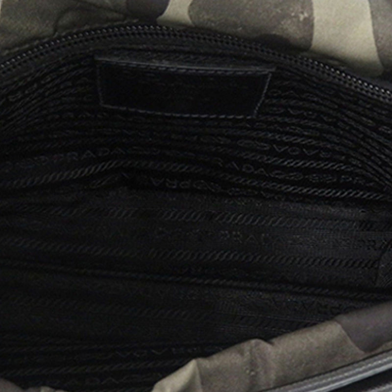 Saffiano Trimmed Tessuto Camouflage Double Buckle Messenger Bag - Image 4