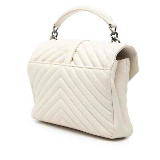 Medium Quilted Chevron Sheepskin College Satchel - Image 2