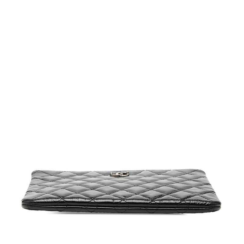 Small Quilted Crinkled Patent O Case Clutch - Image 3