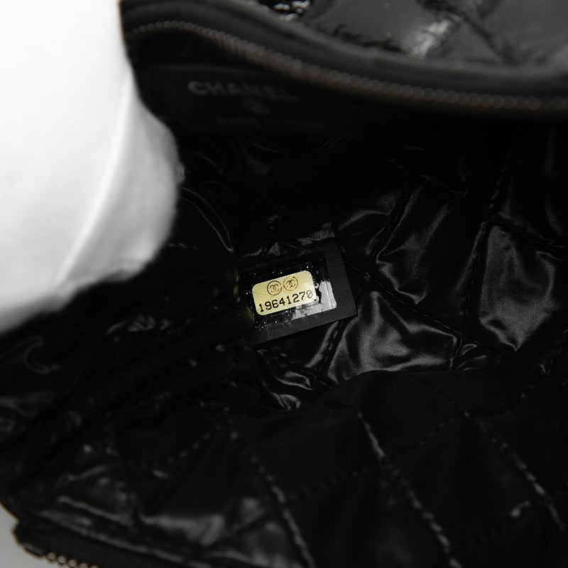 Small Quilted Crinkled Patent O Case Clutch - Image 6