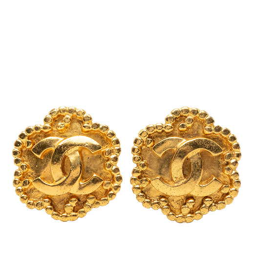 CC Gold Plated Flower Clip On Earrings - Image 1