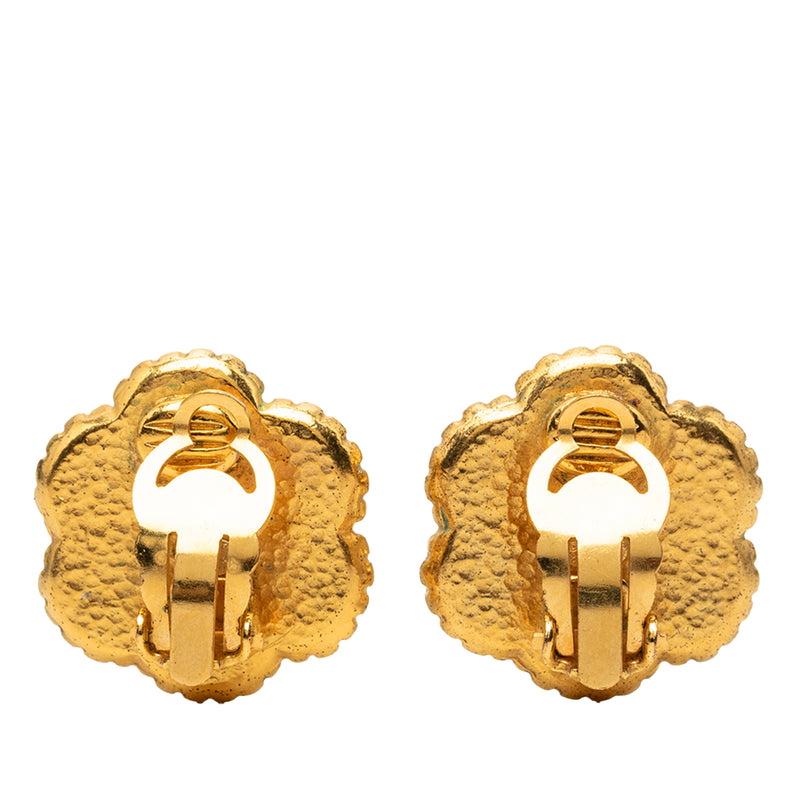 CC Gold Plated Flower Clip On Earrings - Image 2