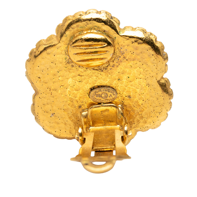 CC Gold Plated Flower Clip On Earrings - Image 3