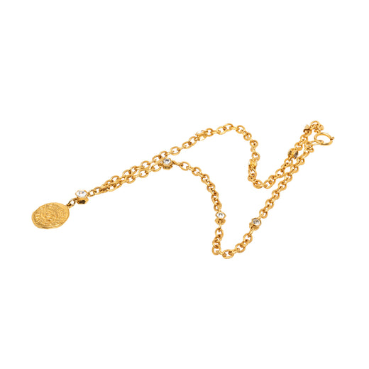 CC Gold Plated Strass Medallion Pendant Necklace - Image 1