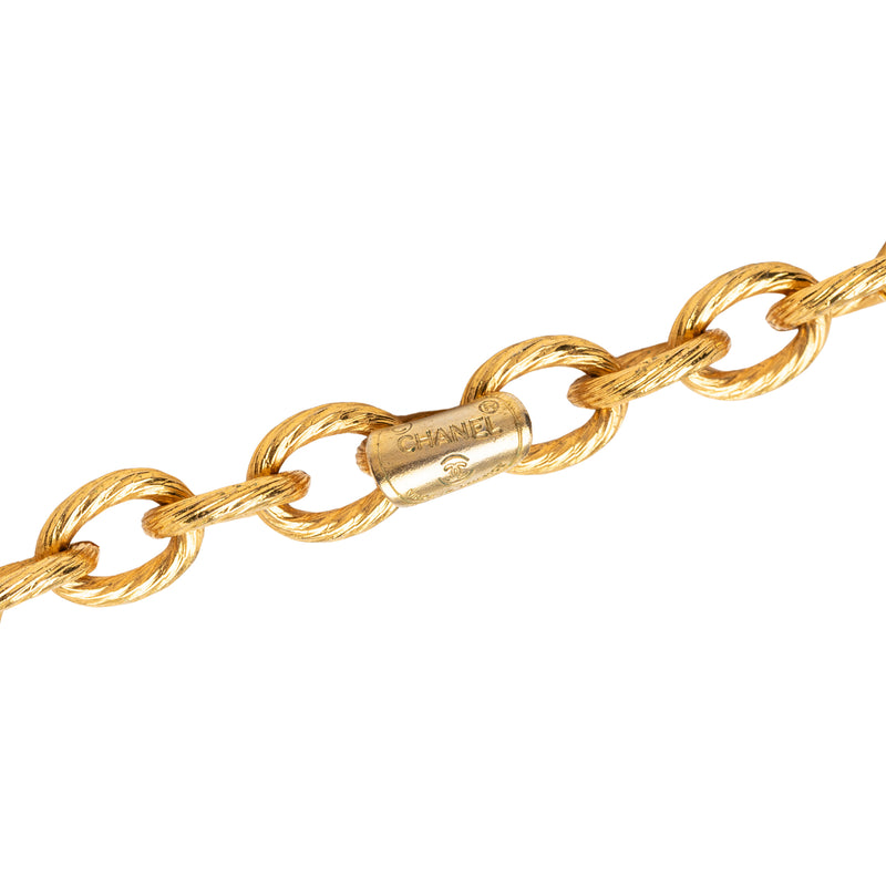 CC Gold Plated Strass Medallion Pendant Necklace - Image 4