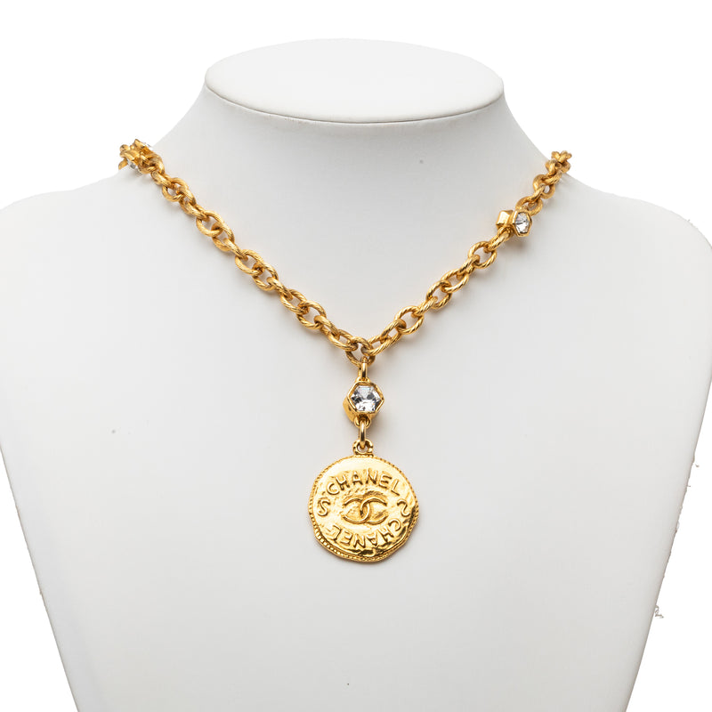 CC Gold Plated Strass Medallion Pendant Necklace - Image 6