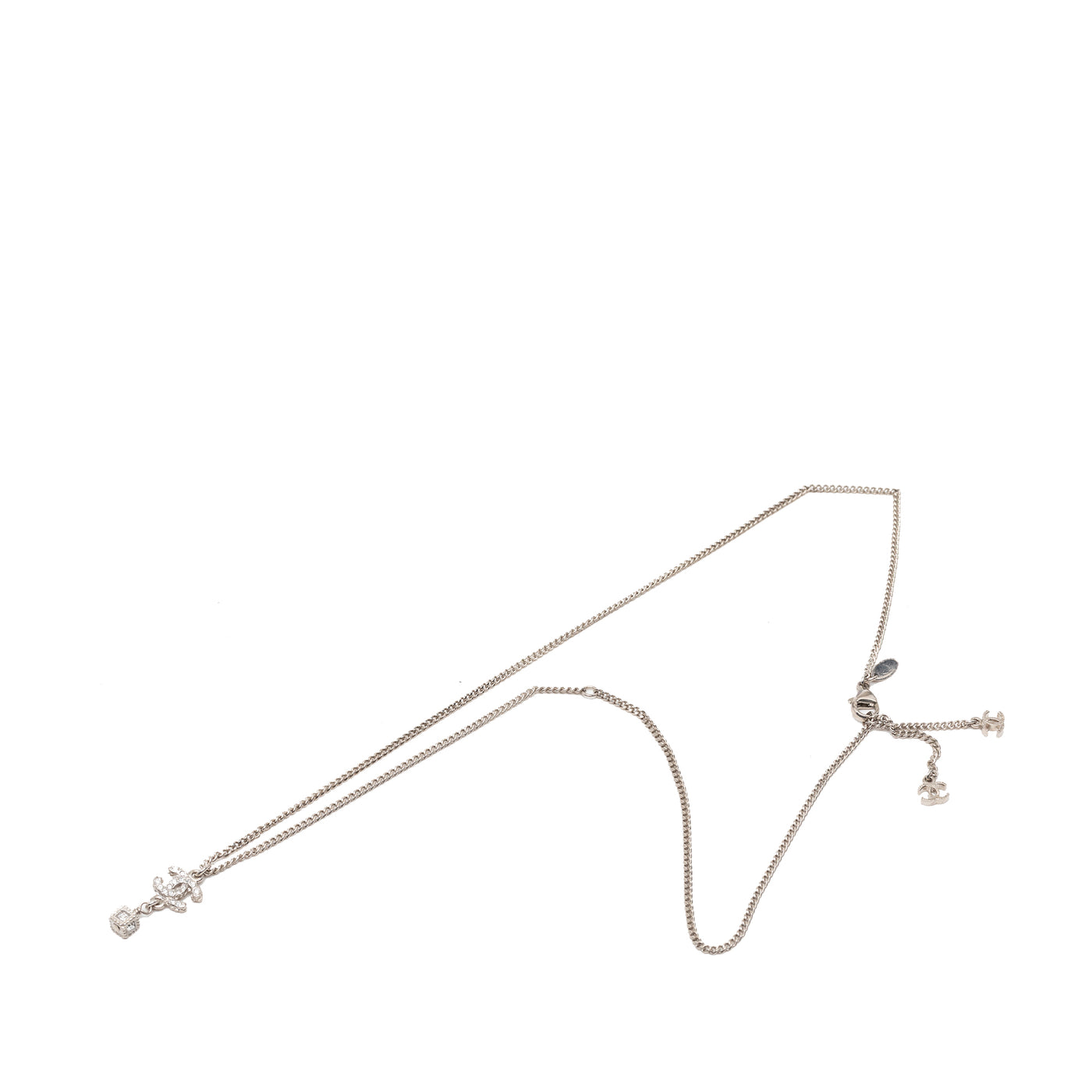 CC Brass and Strass Cube Pendant Necklace - Image 1