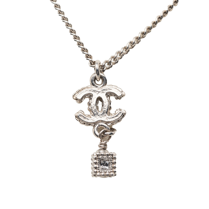 CC Brass and Strass Cube Pendant Necklace - Image 3