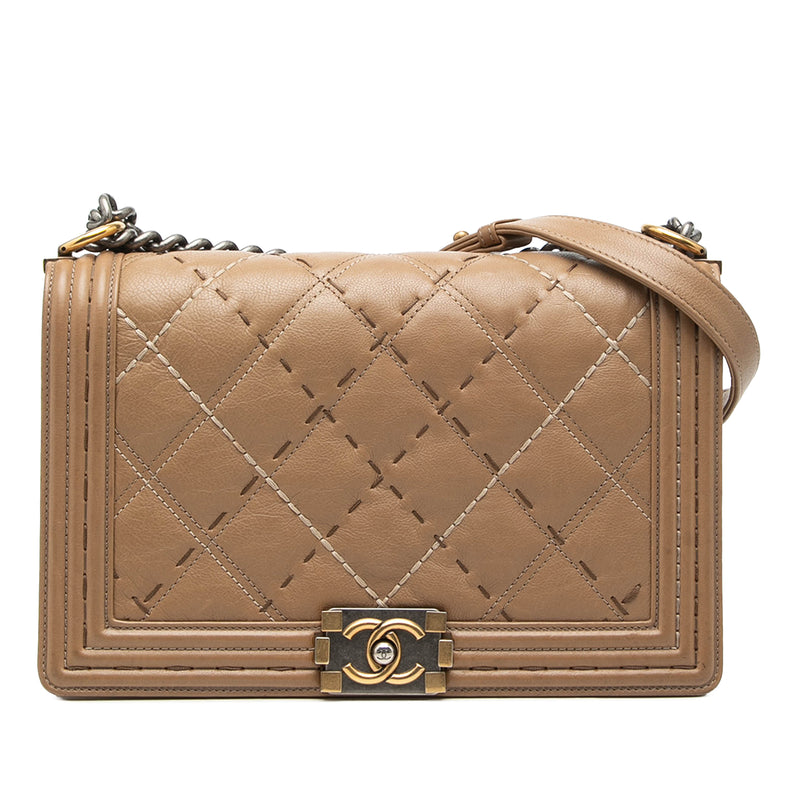 Medium Quilted Calfskin Wild Stitch Boy Flap
