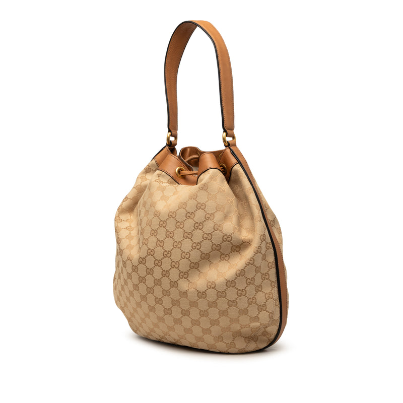 GG Canvas Web Rania Drawstring Hobo - Image 2