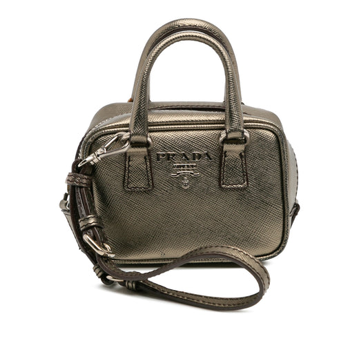 Mini Metallic Saffiano Top Handle Bag Charm - Image 1
