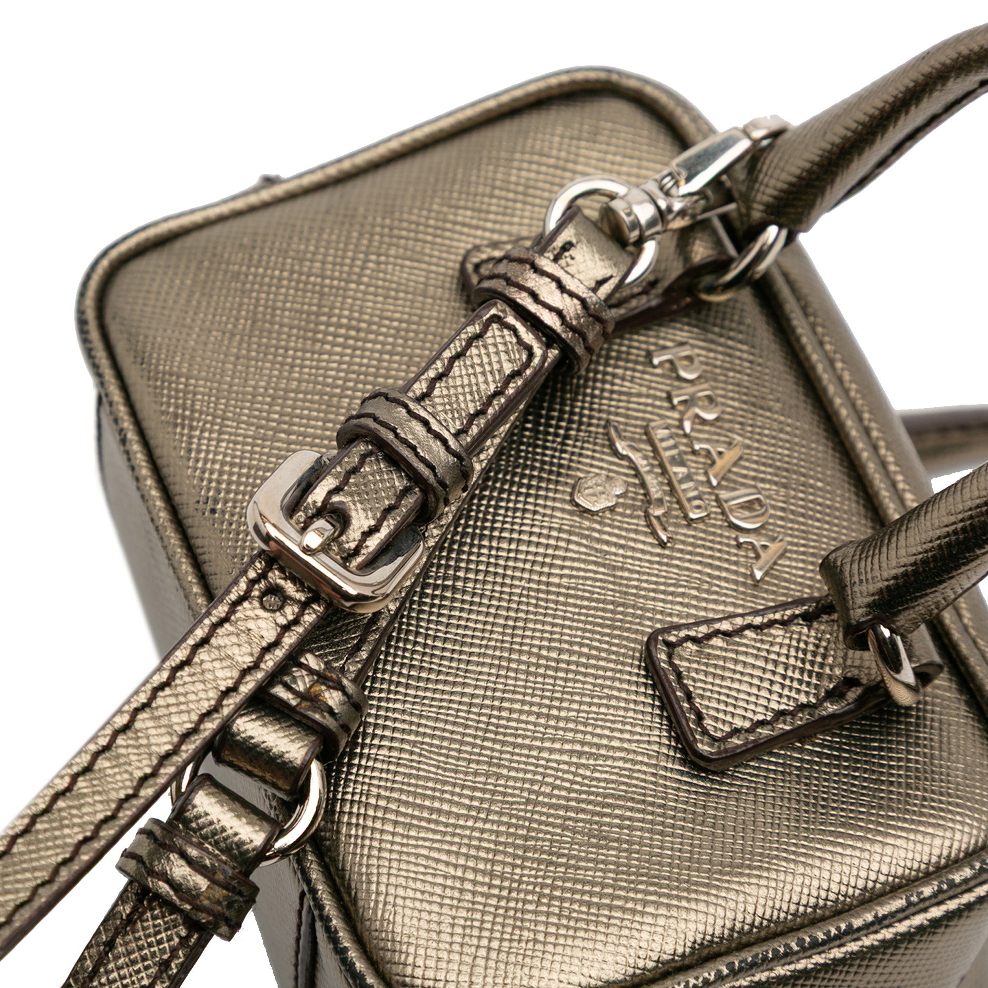Mini Metallic Saffiano Top Handle Bag Charm - Image 10