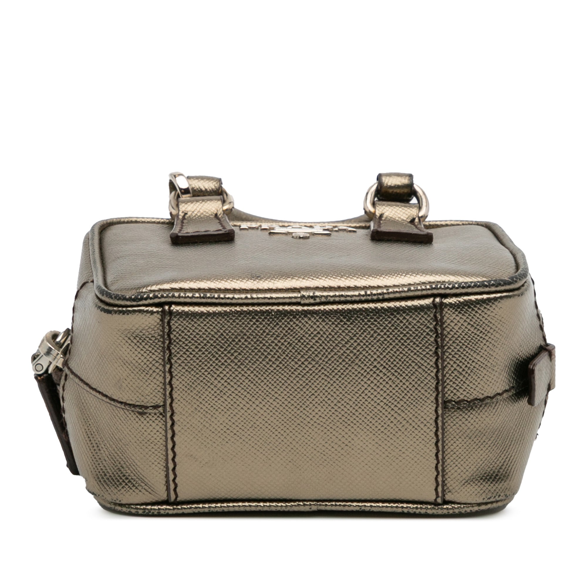 Mini Metallic Saffiano Top Handle Bag Charm - Image 3