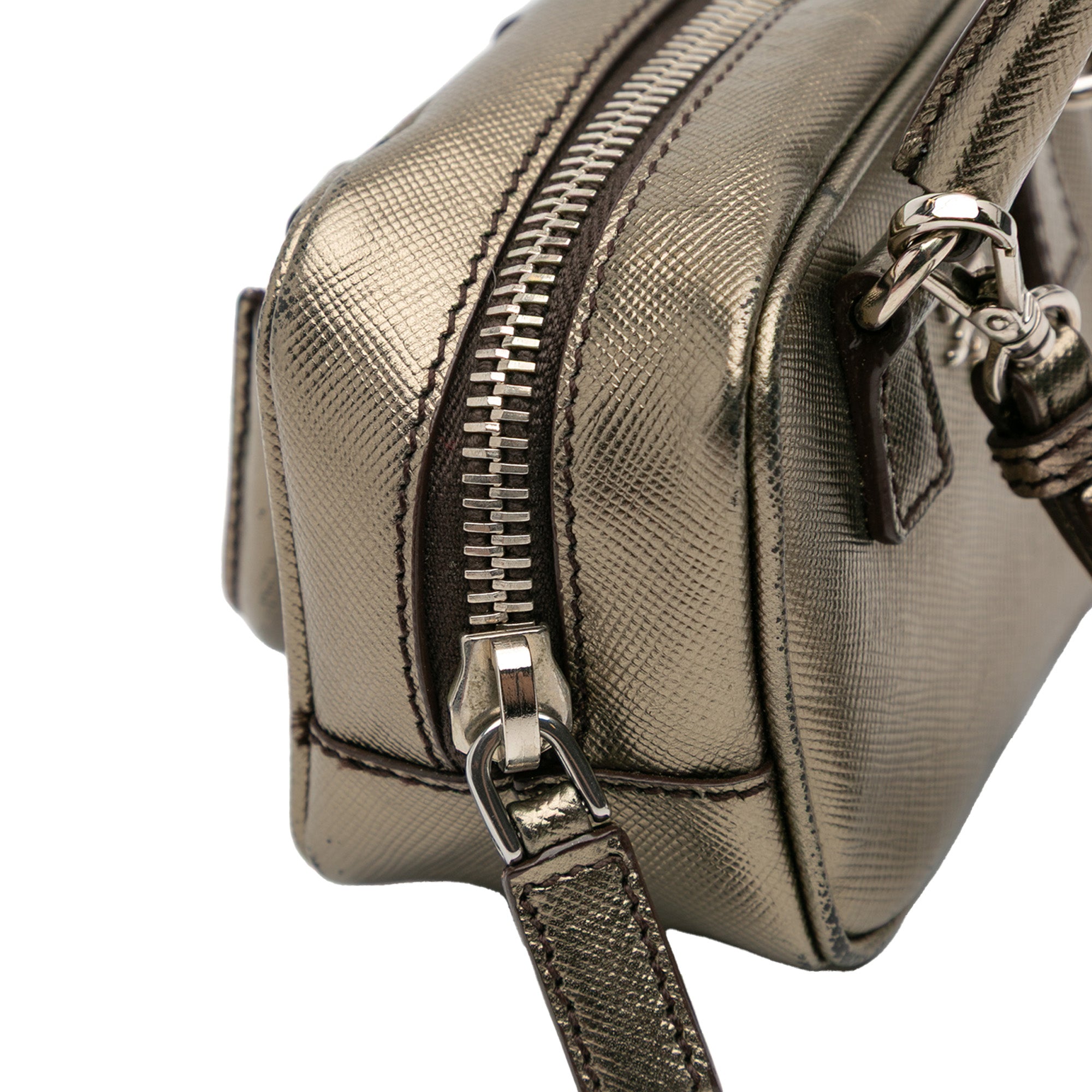 Mini Metallic Saffiano Top Handle Bag Charm - Image 7
