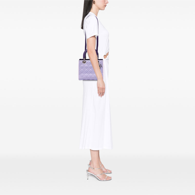 Medium Tricolor Lambskin Cannage Lady Dior - Image 6