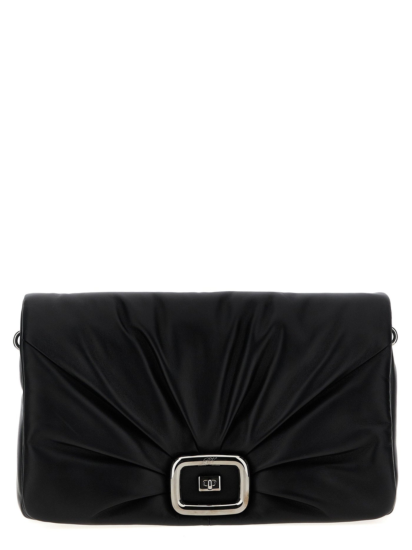 Roger Vivier Viv Choc Shoulder Bag — Black Nappa Leather
