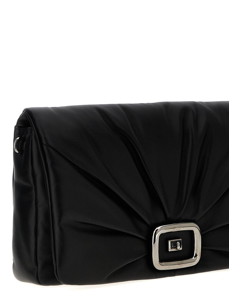 Roger Vivier Viv Choc Shoulder Bag — Black Nappa Leather