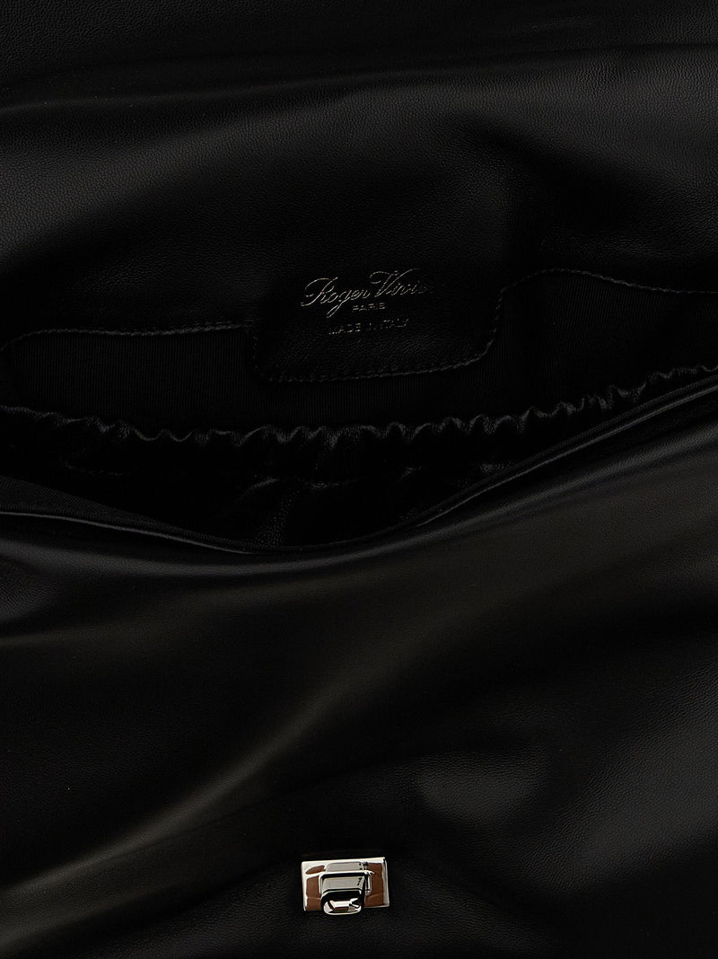Roger Vivier Viv Choc Shoulder Bag — Black Nappa Leather