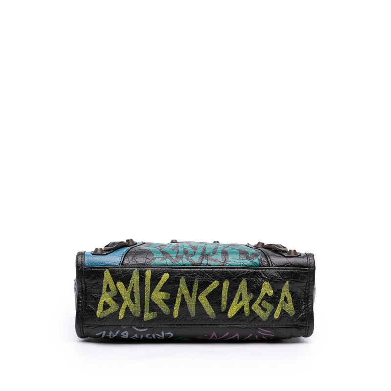 Mini Lambskin Motocross Graffiti All Over Classic City Satchel - Image 3
