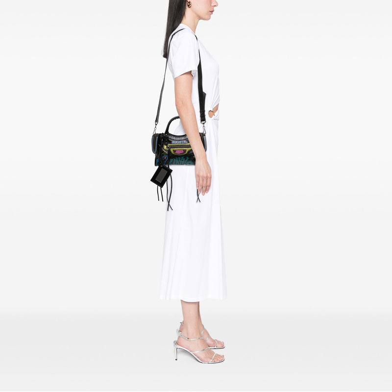 Mini Lambskin Motocross Graffiti All Over Classic City Satchel - Image 6