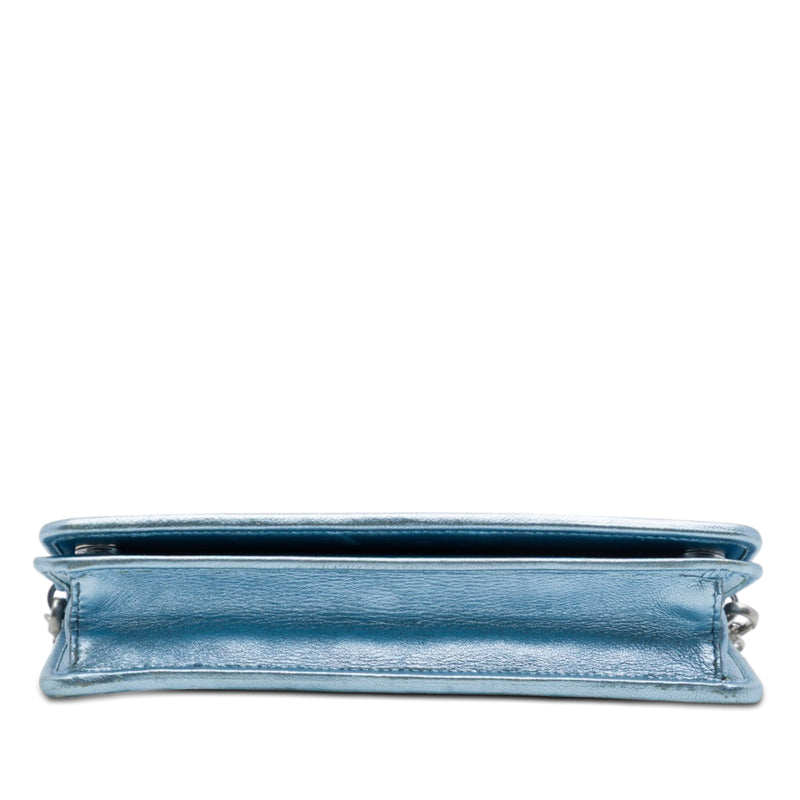 Metallic Soft Calf Impunture Diagramme Wallet on Chain - Image 3