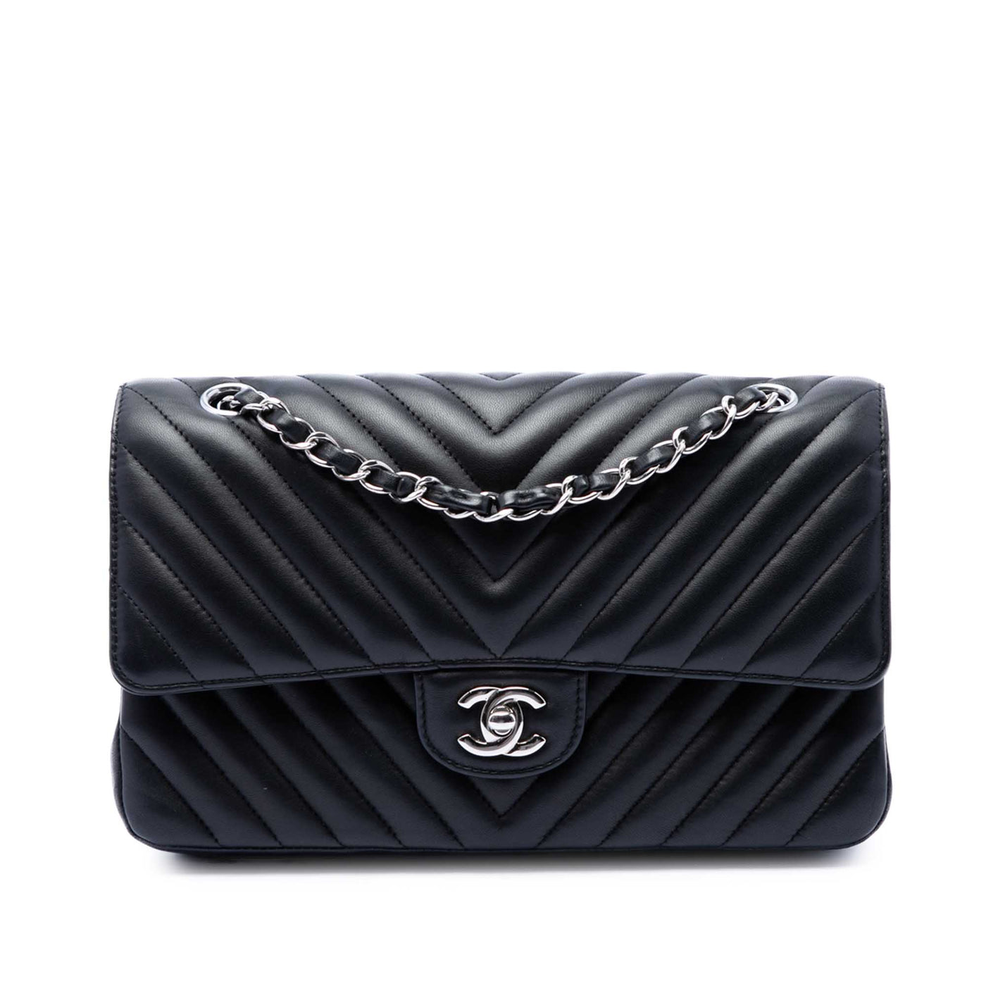 Medium Classic Chevron Lambskin Double Flap - Image 1