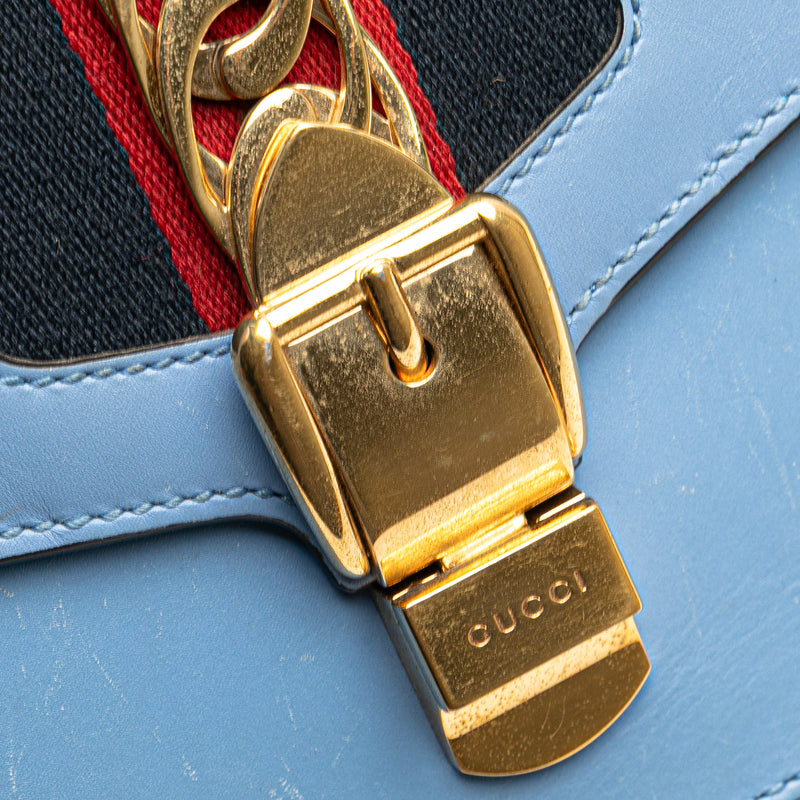 Small Leather Sylvie Web Satchel - Image 7