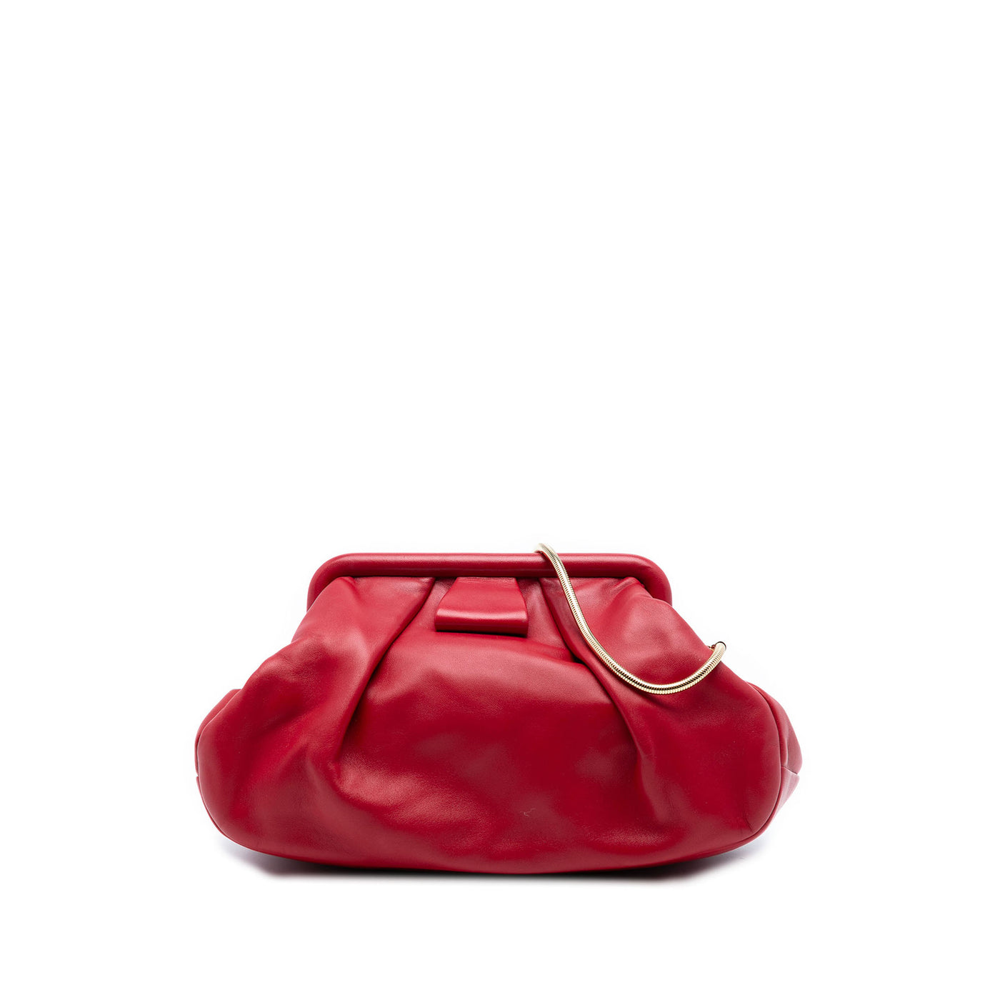 Pleated Nappa Soft Frame Clutch with Chain - Image 1
