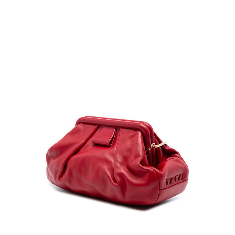 Pleated Nappa Soft Frame Clutch with Chain - Image 2