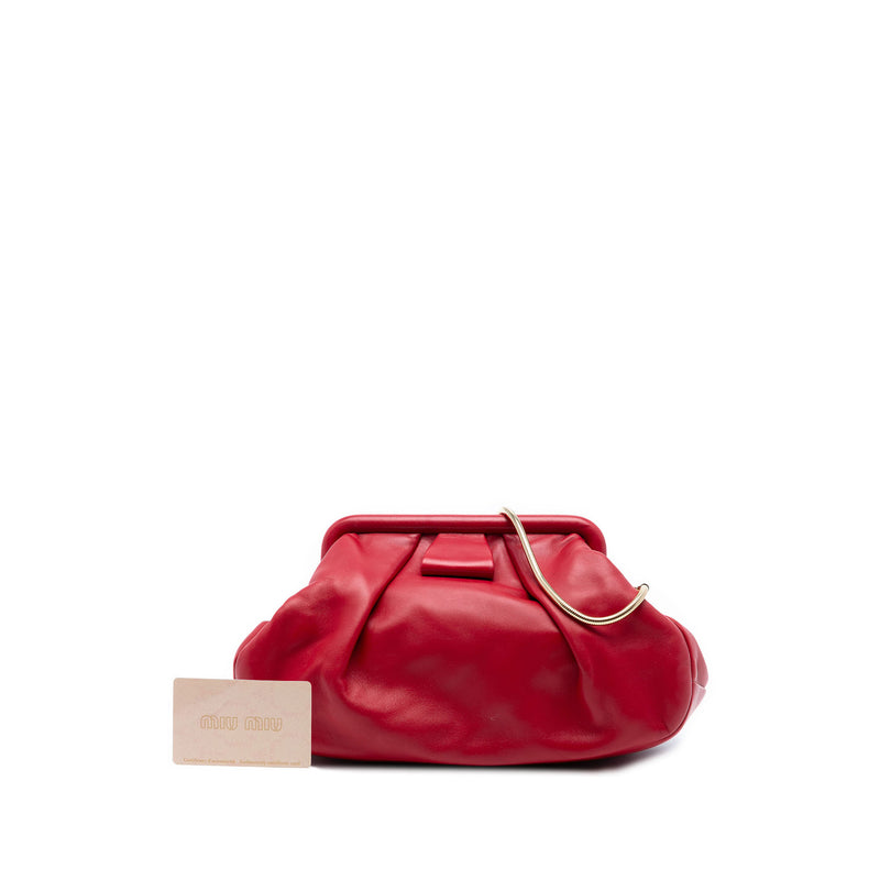 Pleated Nappa Soft Frame Clutch with Chain - Image 7