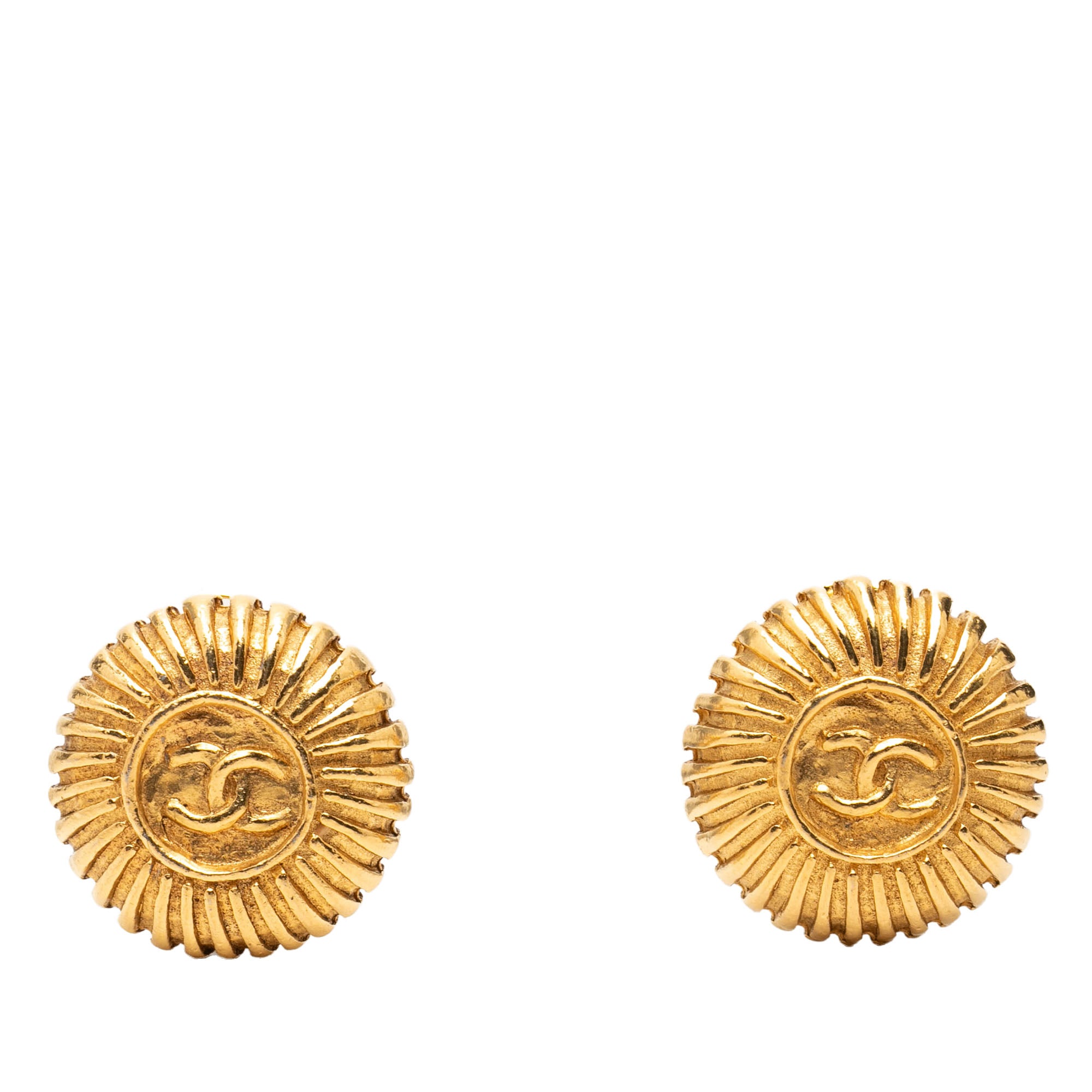 CC Gold Plated Round Clip On Earrings - Image 1