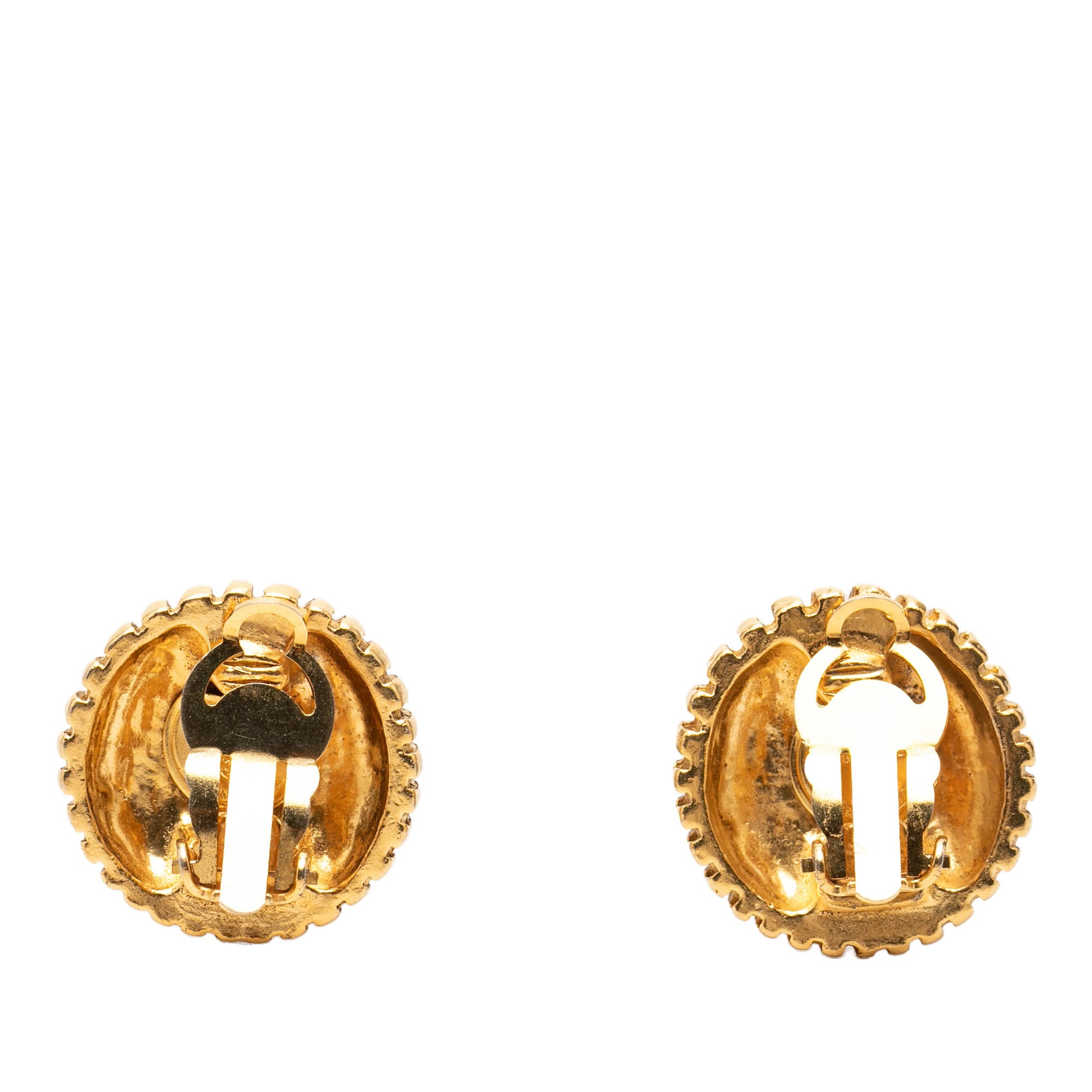 CC Gold Plated Round Clip On Earrings - Image 2