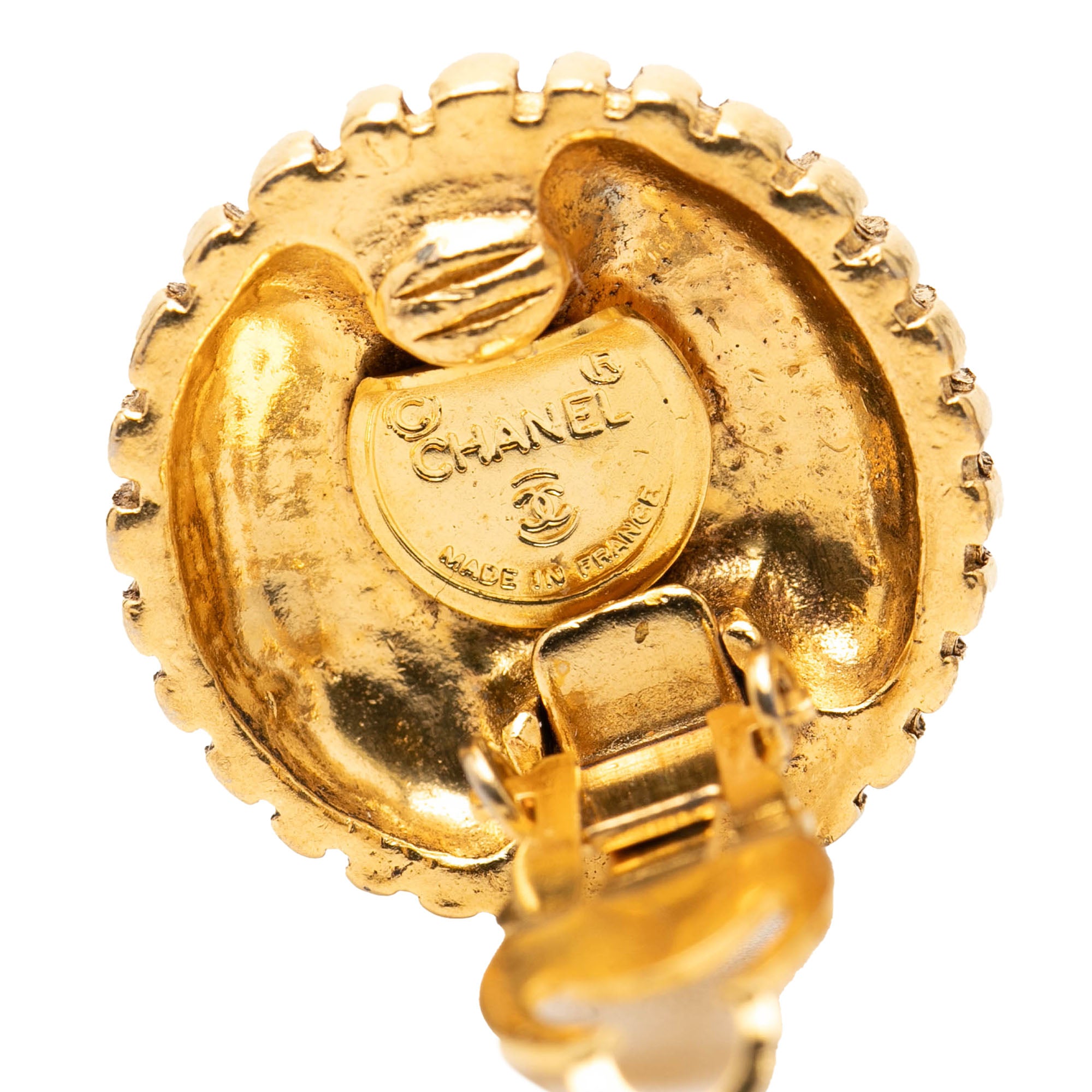 CC Gold Plated Round Clip On Earrings - Image 3
