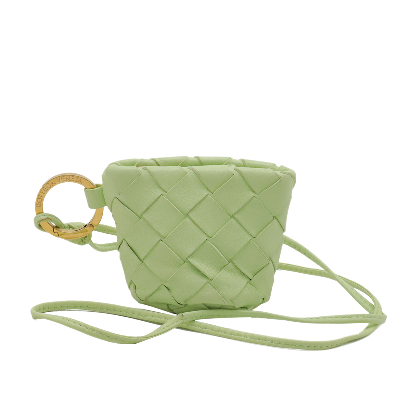 Nappa Intrecciato Cup Coin Pouch with Strap - Image 1