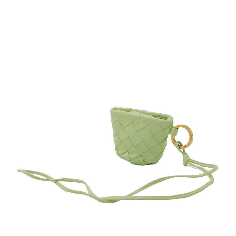 Nappa Intrecciato Cup Coin Pouch with Strap - Image 2
