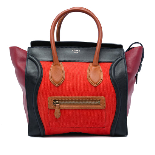 Mini Multicolor Canvas and Leather Luggage Tote - Image 1