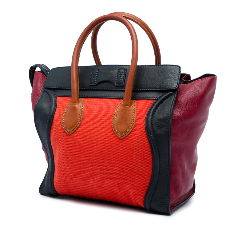 Mini Multicolor Canvas and Leather Luggage Tote - Image 2