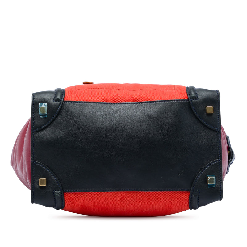 Mini Multicolor Canvas and Leather Luggage Tote - Image 3
