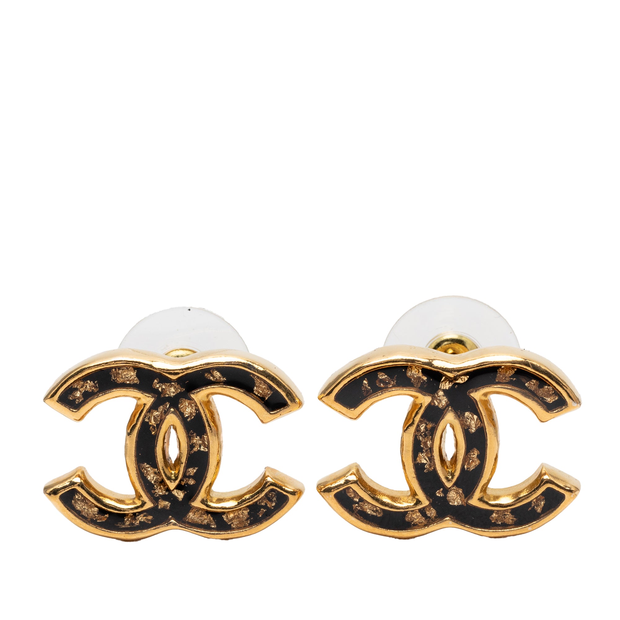 CC Gold Plated Resin Push Back Earrings - Image 1