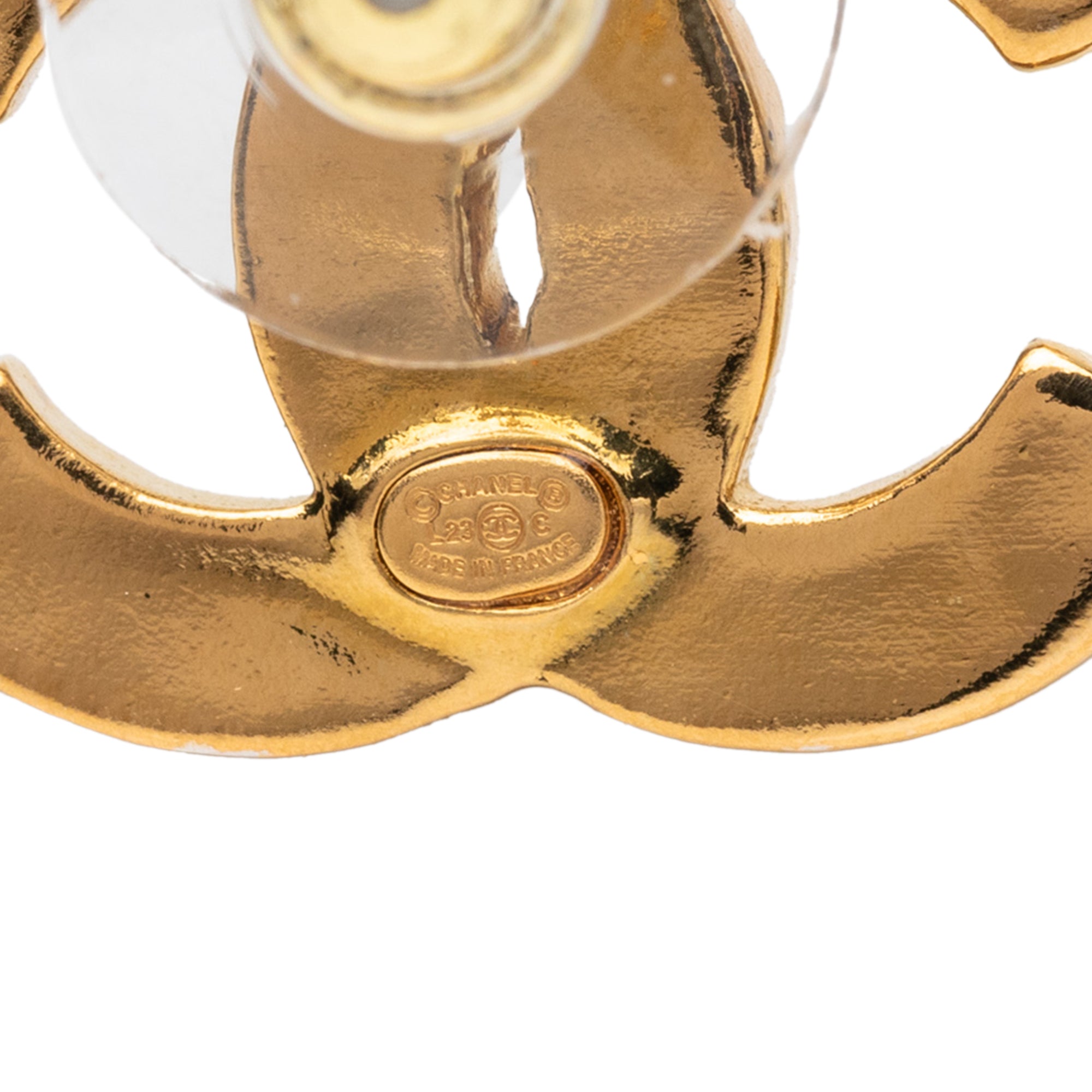 CC Gold Plated Resin Push Back Earrings - Image 3