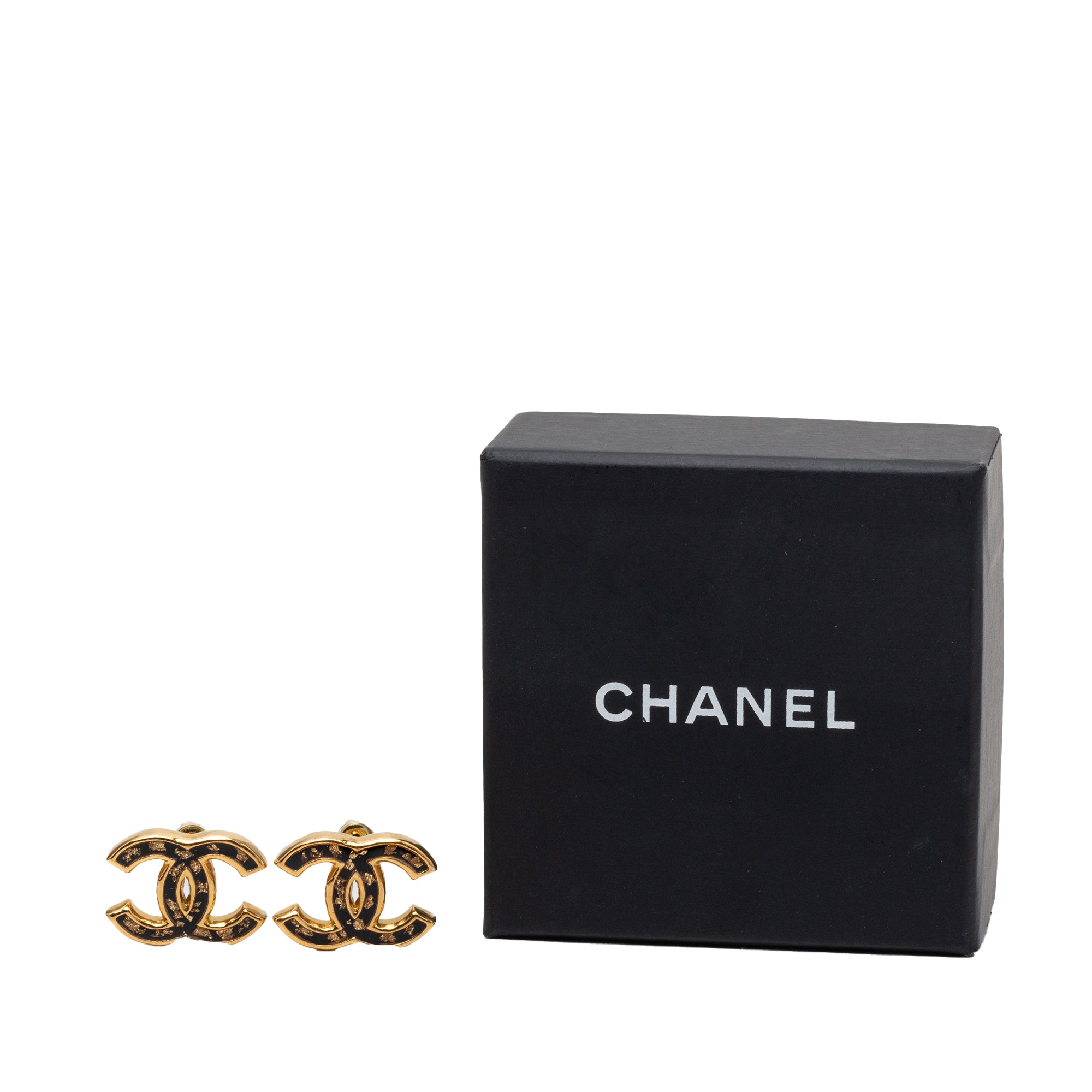 CC Gold Plated Resin Push Back Earrings - Image 4