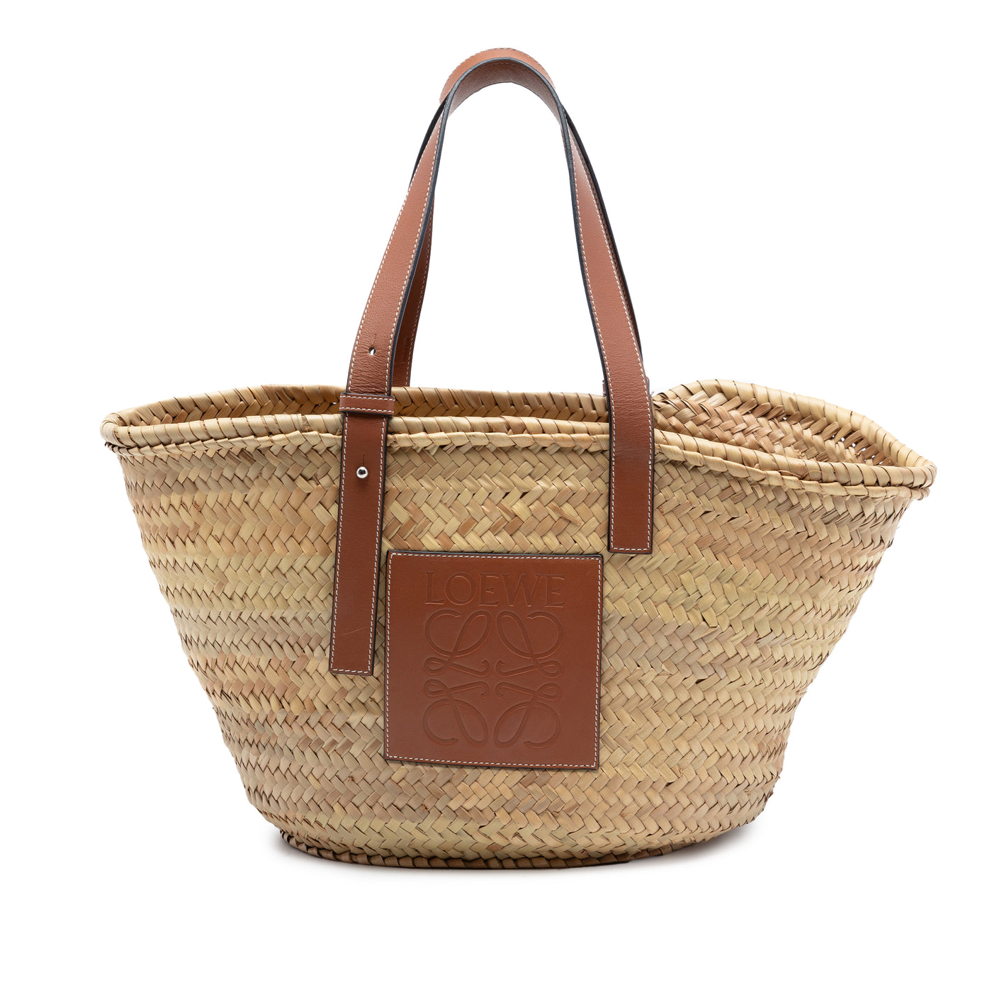 Medium Raffia Anagram Basket Tote - Image 1