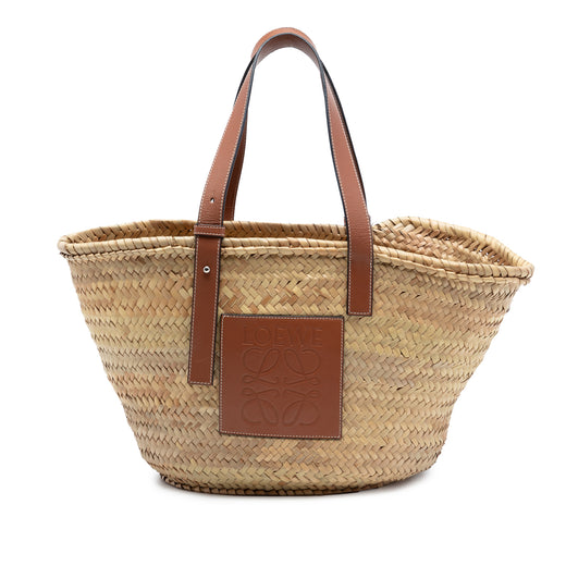 Medium Raffia Anagram Basket Tote - Image 1
