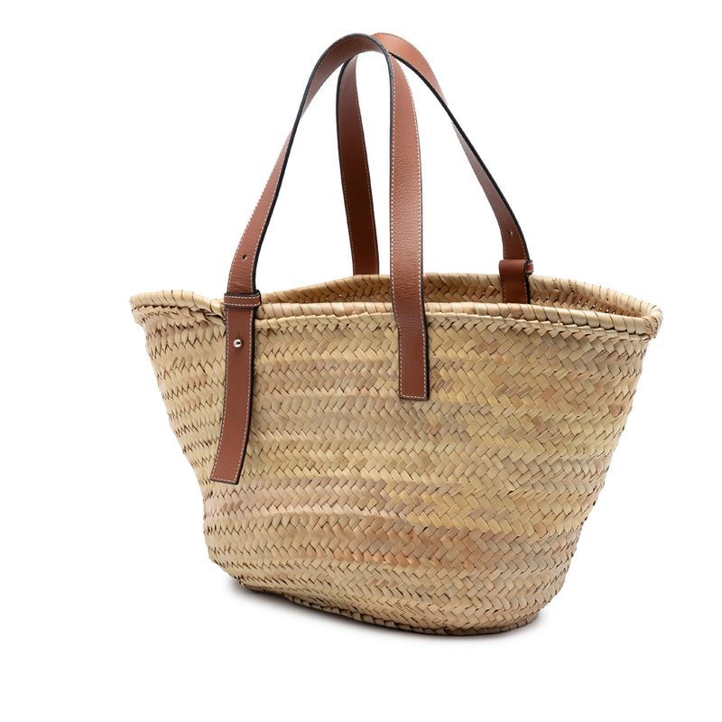 Medium Raffia Anagram Basket Tote - Image 2